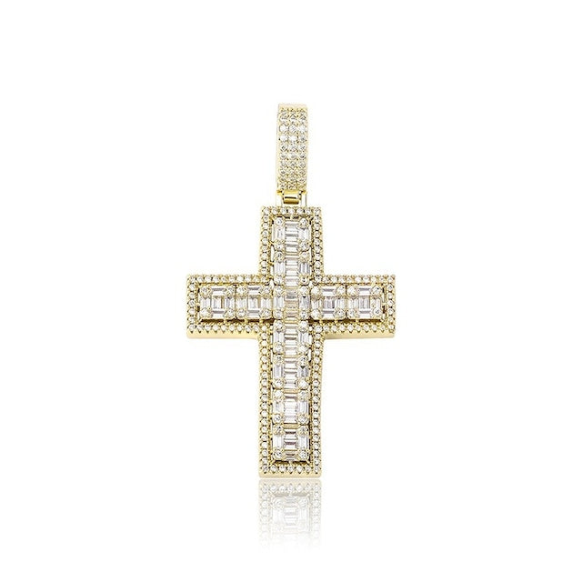 s925 Baguette Diamond Cross Necklace