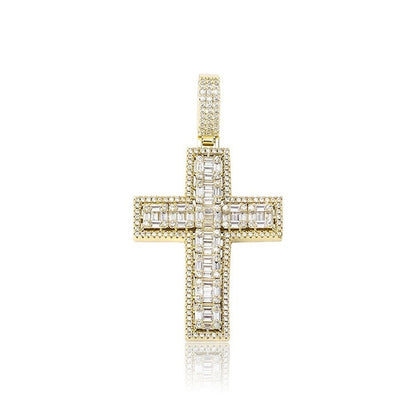 s925 Baguette Diamond Cross Necklace