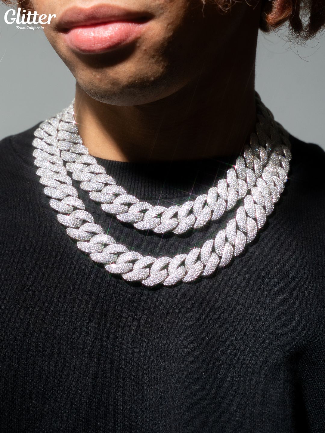 Iced Out Cuban Chain Necklace 【22mm】 – Glitter