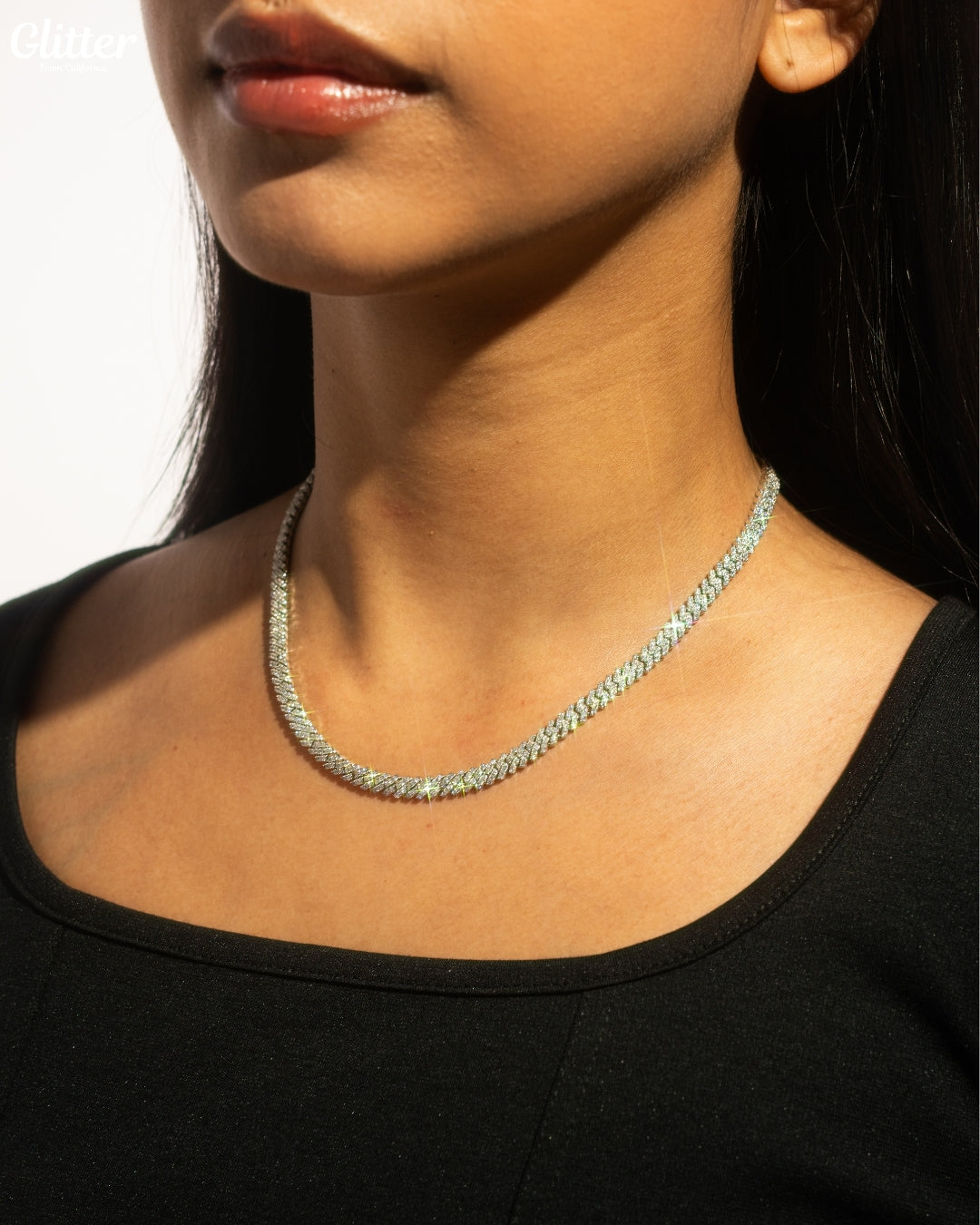 Iced Out Prong Chain 【5mm/SILVER】