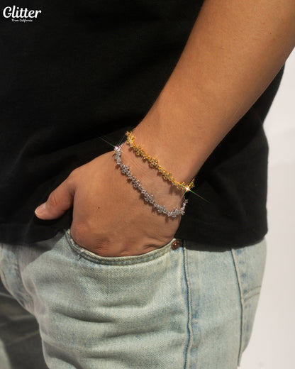 Iced Out Flared Cross Bracelet