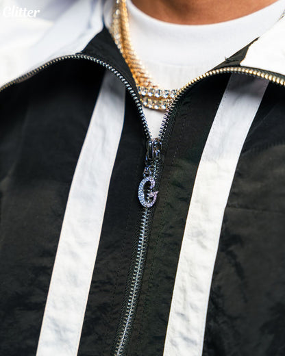 Glitter Nylon Track Suit Top & Short 【BLACK/WHITE】