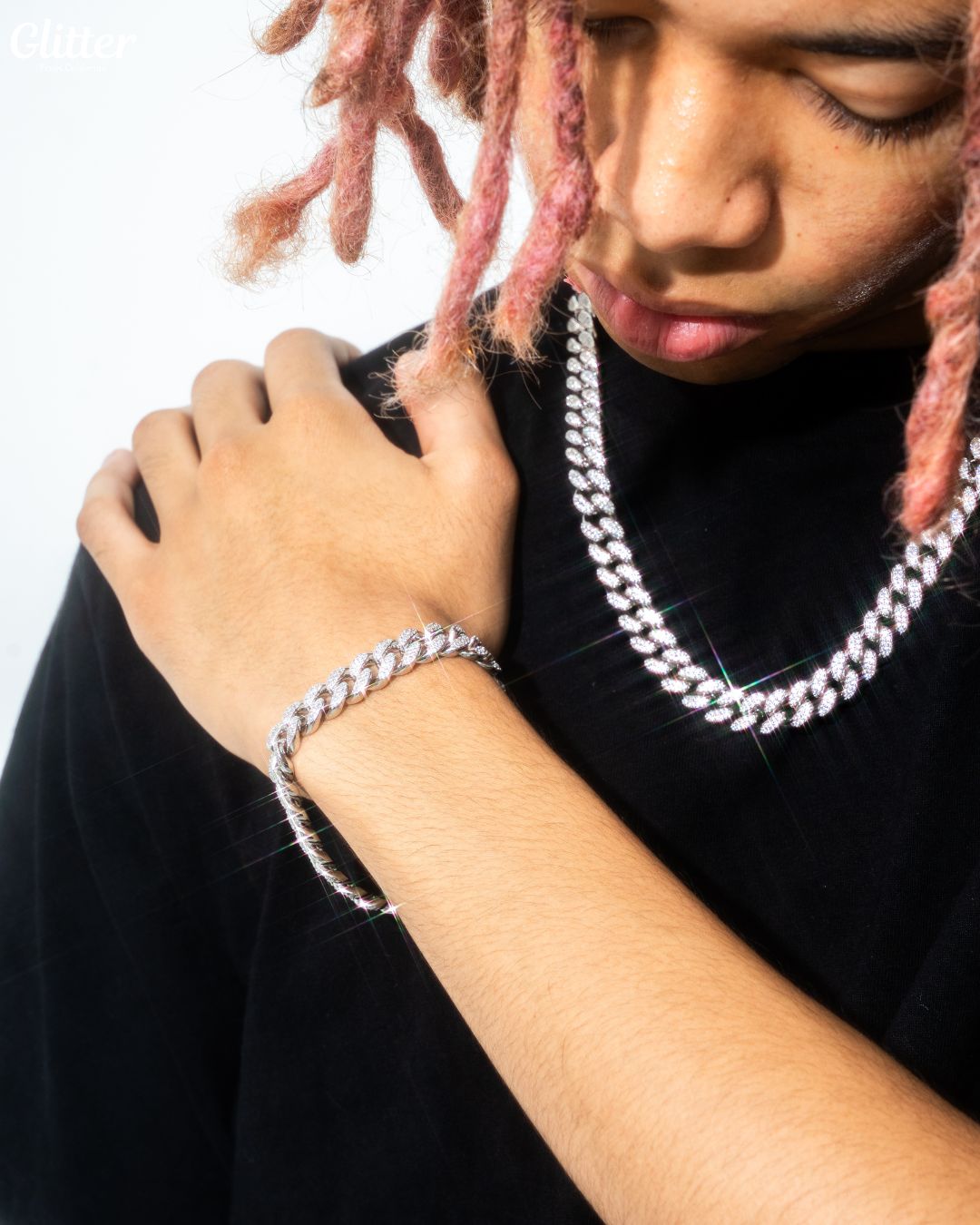 Iced Out Cuban Link Bracelet【12mm / SILVER】