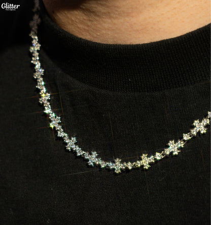 Iced Out Flared Cross Necklace