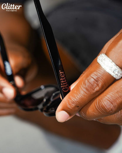 Moissanite Glitter Sunglasses 【BLACK/ LA BLUE】