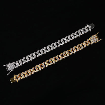 s925 Iced Out Cuban Link Bracelet 【12mm】