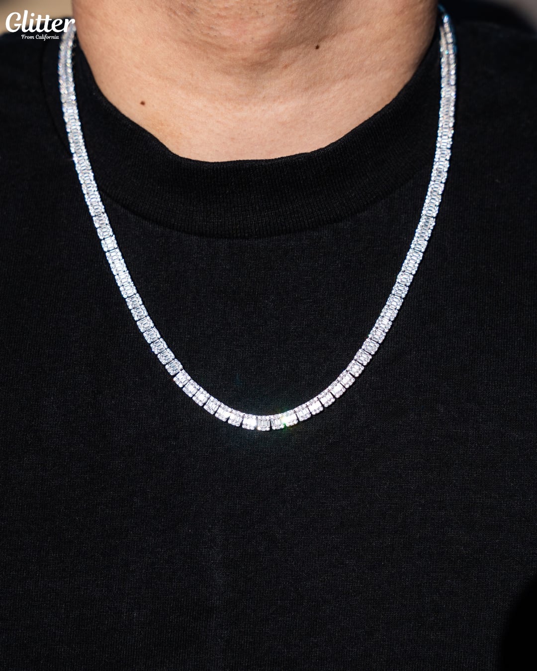 Baguette Tennis Chain Necklace【5mm】