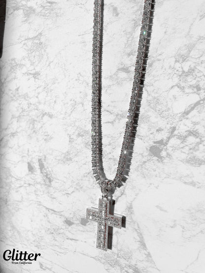 Baguette Diamond Cross Necklace