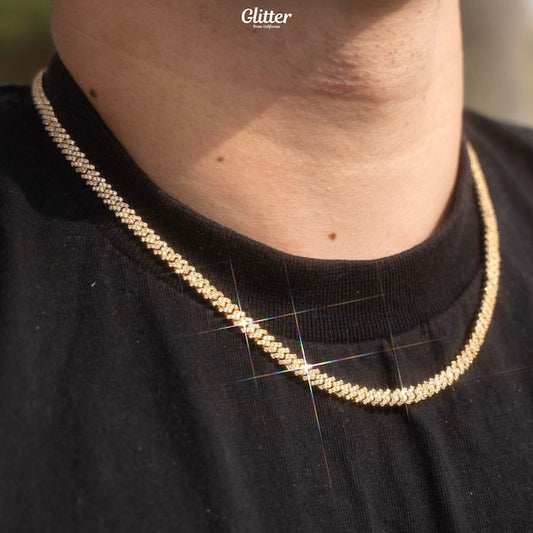 s925 Iced Out Prong Chain 【5mm】