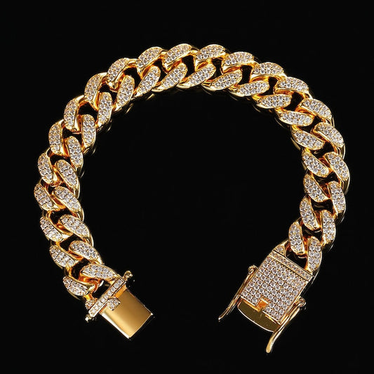 s925 Iced Out Cuban Chain Bracelet 【12mm】