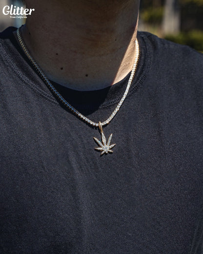 s925 Iced Out Weed Pendant