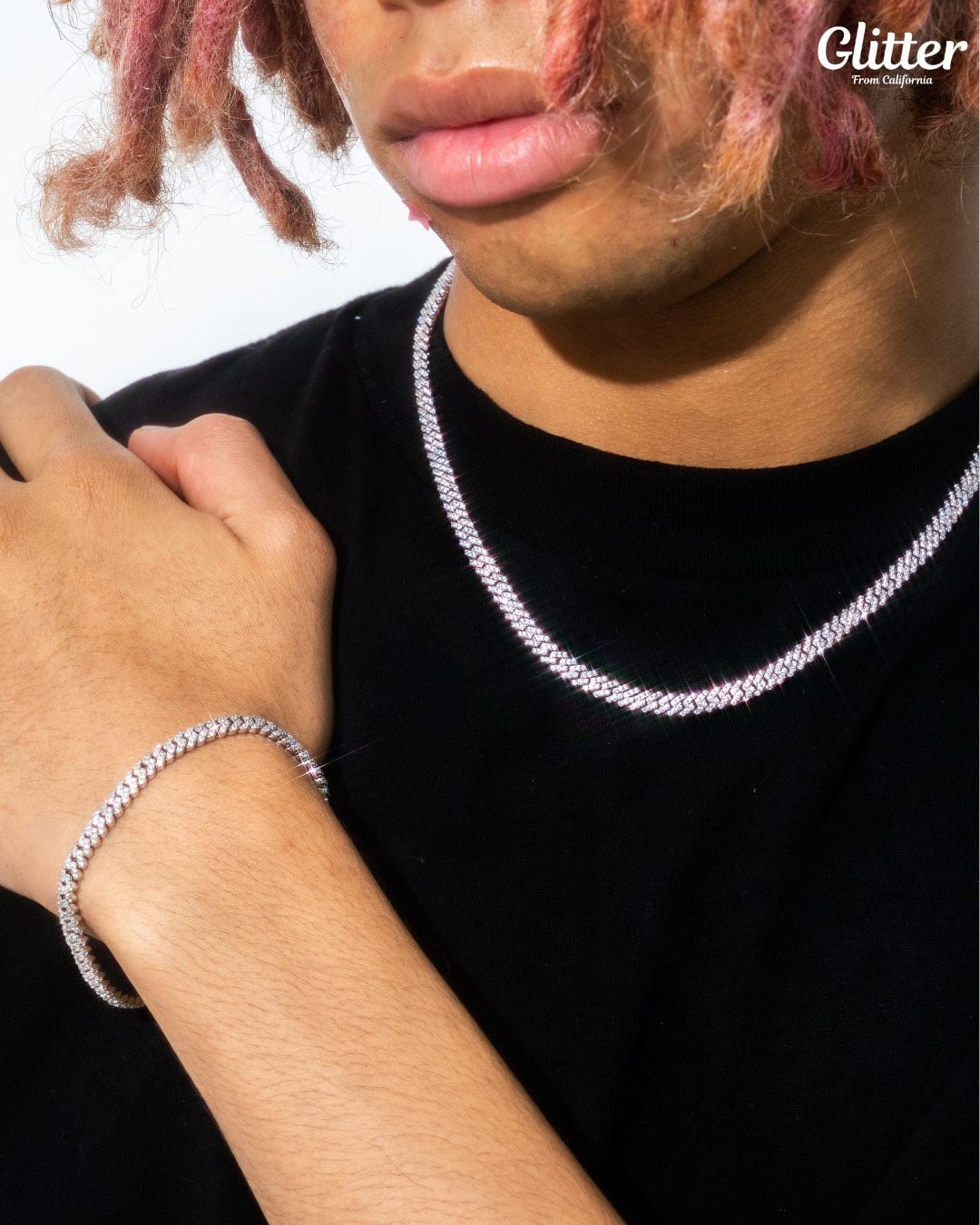 Iced Out Prong Cuban Chain Set 【5mm】