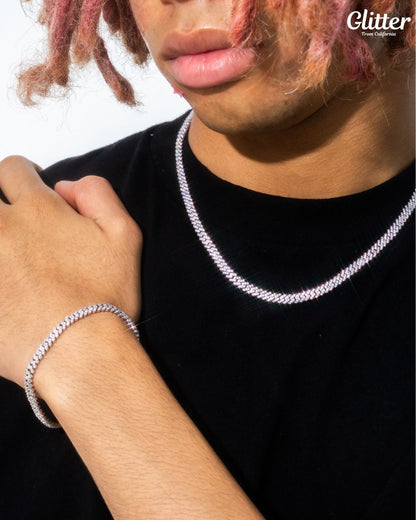 Iced Out Prong Cuban Chain Set 【5mm】