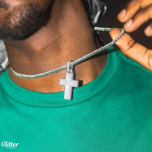 s925 Baguette Diamond Cross Necklace