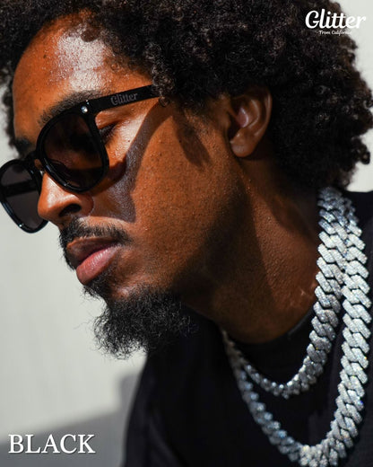 Moissanite Glitter Sunglasses 【BLACK/ LA BLUE】