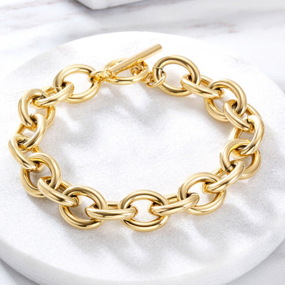 18kgp Chain & Link Bracelet 【12mm/GOLD】