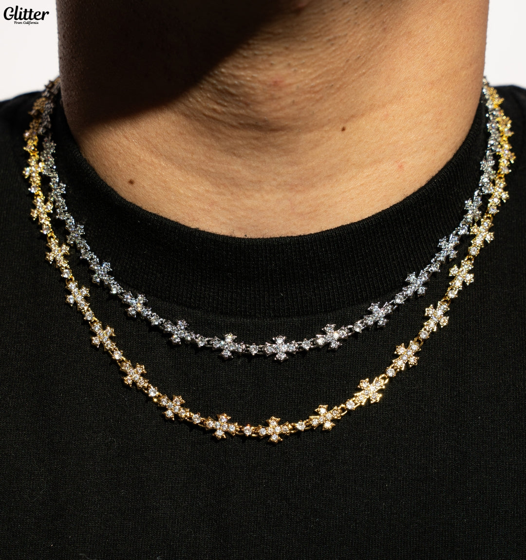 Iced Out Flared Cross Necklace