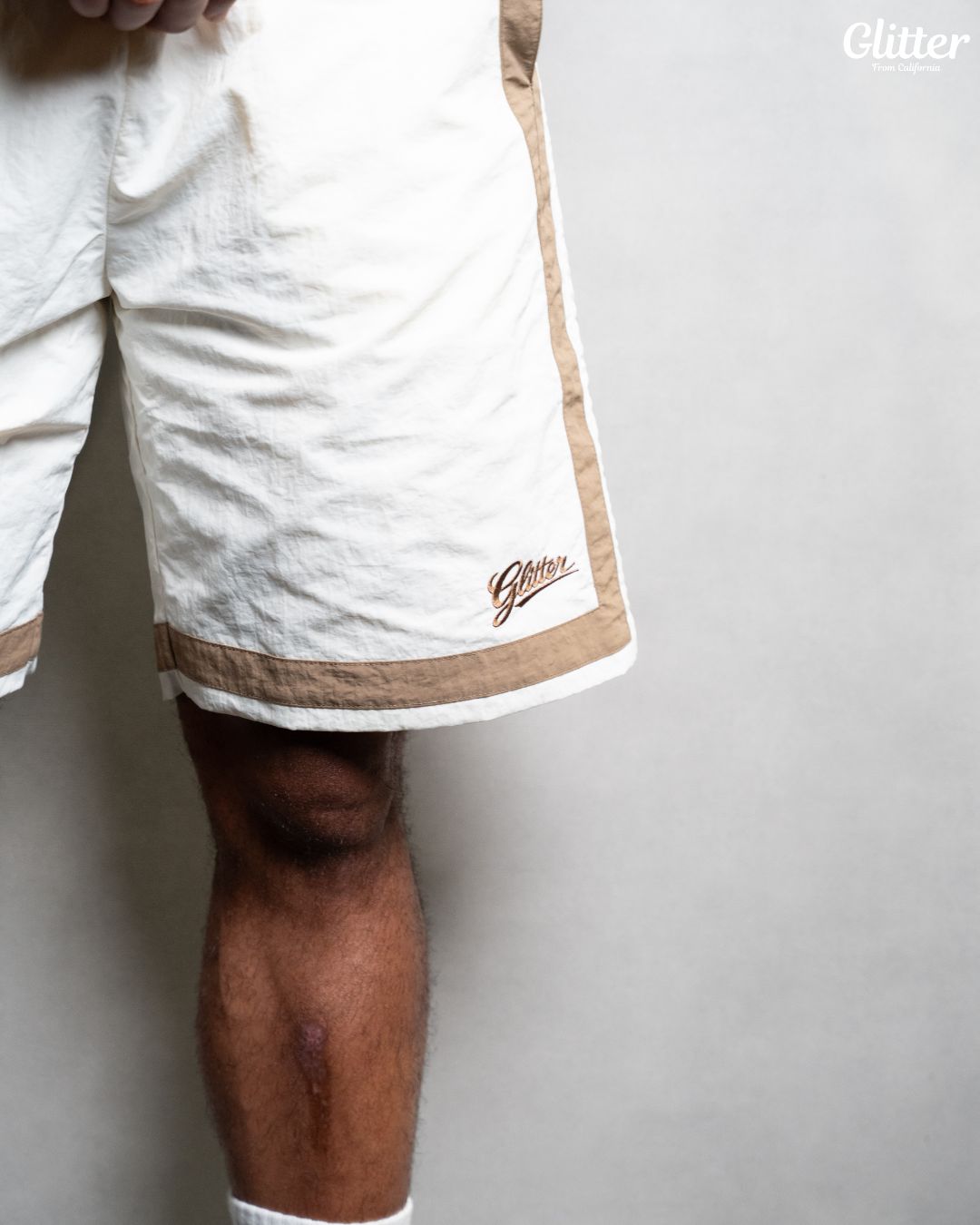 Glitter Nylon Track Suit Top & Short 【BEIGE/BROWN】