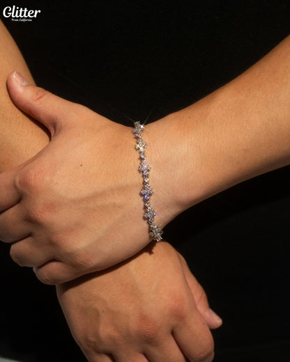 Iced Out Flared Cross Bracelet