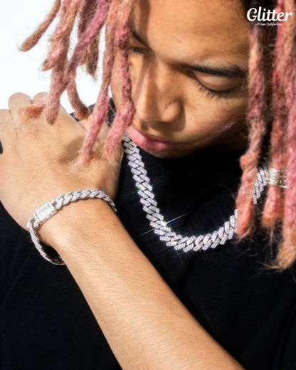 Iced Out Prong Cuban Chain Set 【14mm】