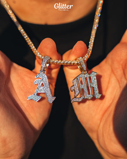 Iced Out Old English Letter Pendant