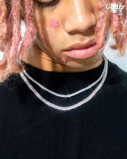 【3&5mm】Tennis Chain × Iced Out Prong Chain Set