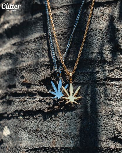 Glitter Weed Pendant 【GOLD / SILVER】