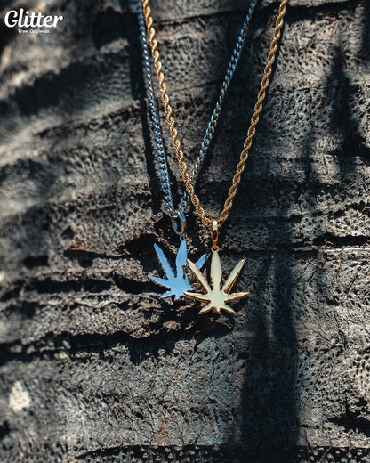 s925 Glitter Weed Pendant