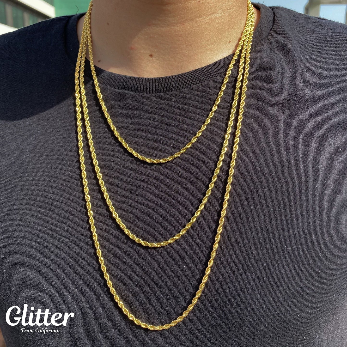 18kpg diamond cut rope chain 【3mm/GOLD】