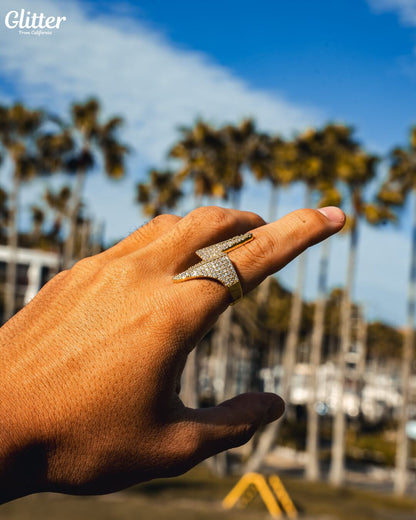 Iced Out Lightning Ring 【GOLD】