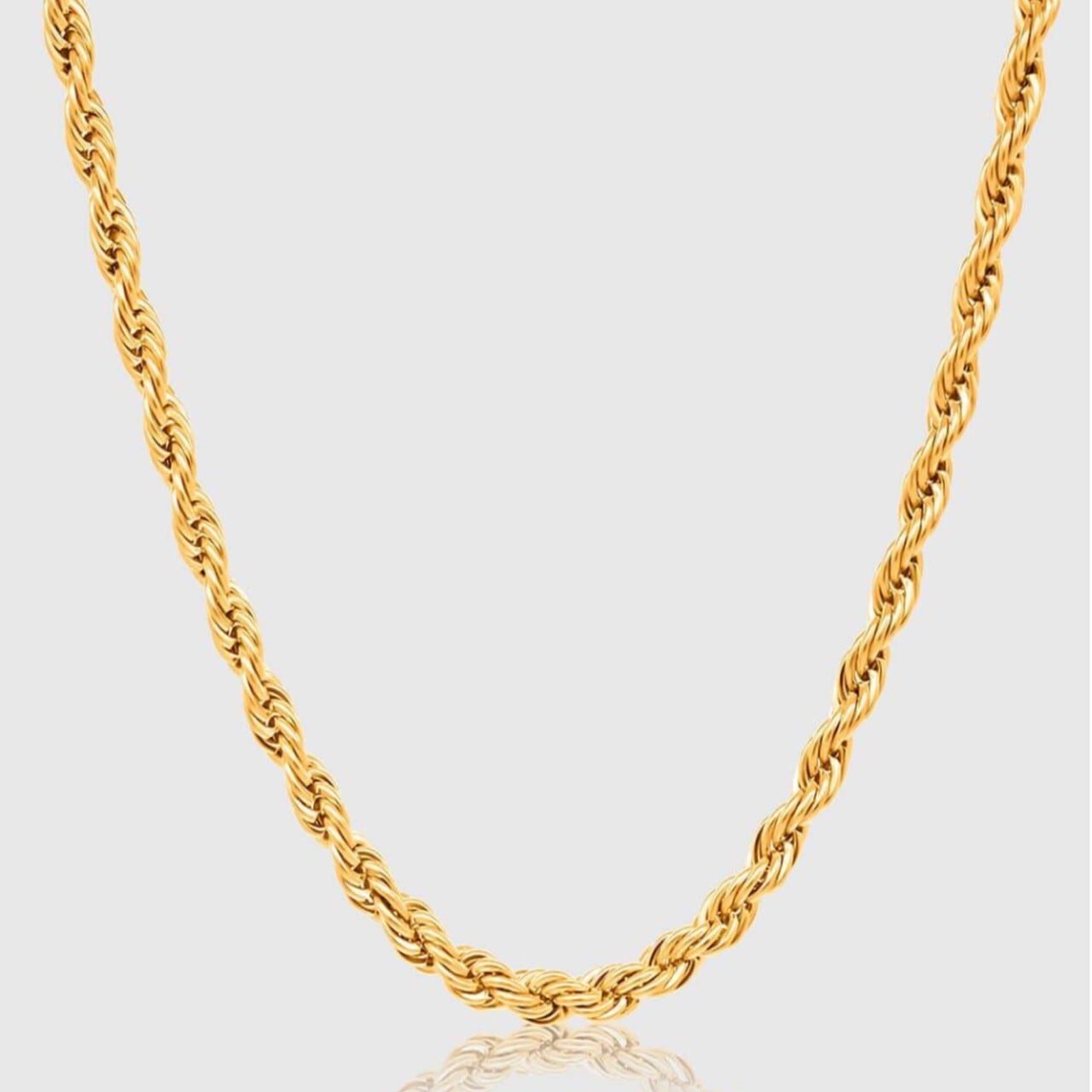 18kpg Diamond Cut Rope Chain 【5mm/GOLD】