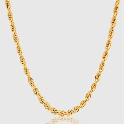 18kpg Diamond Cut Rope Chain 【5mm/GOLD】