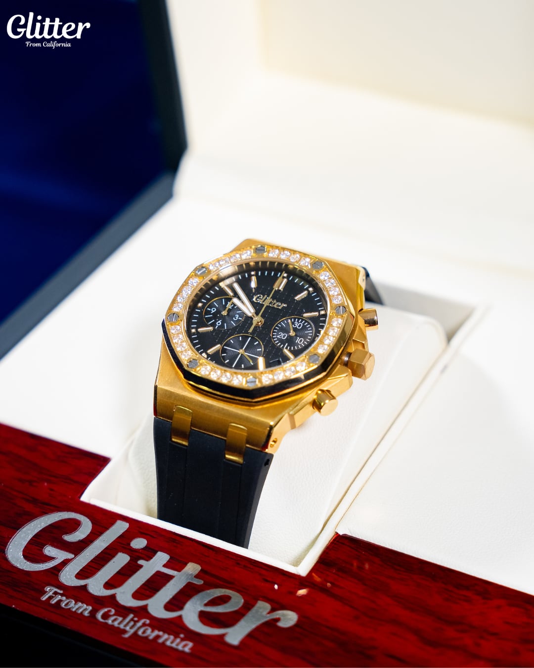 Iced Bezel California Rubber Watch 【GOLD】