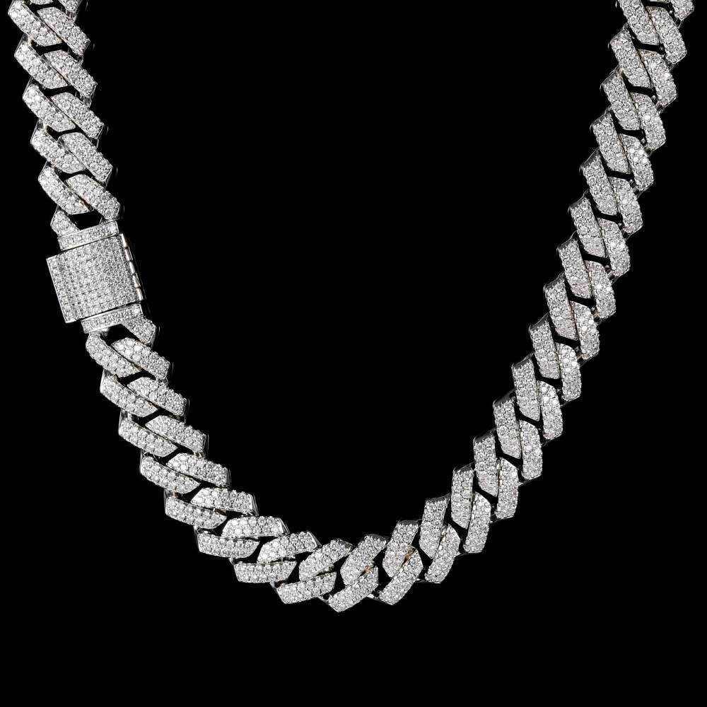 s925 Iced Out Prong Chain Necklace 【14mm】