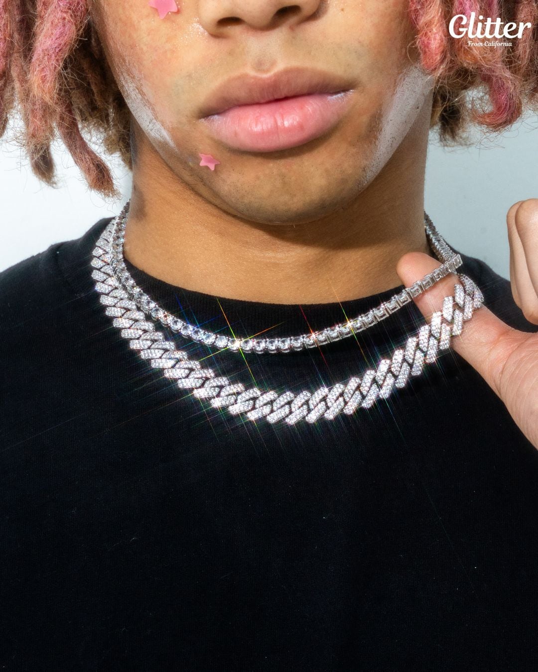 Tennis Chain × Iced Out Prong Chain Set 【5&14mm】