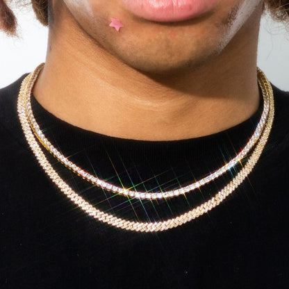 【3&5mm】Tennis Chain × Iced Out Prong Chain Set