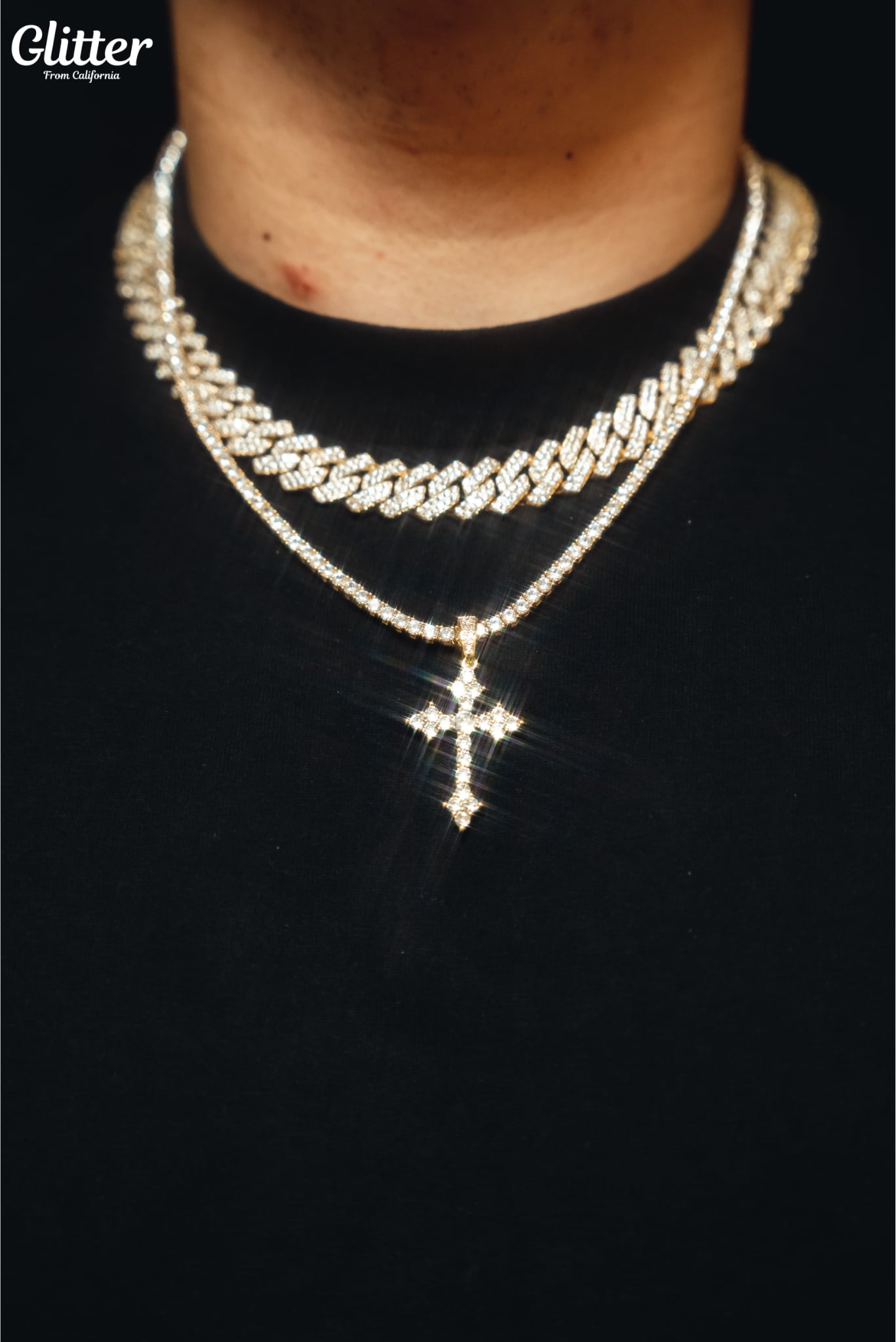 Iced Out Celtic Cross Necklace 【GOLD/SILVER】