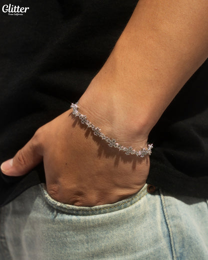 Iced Out Flared Cross Bracelet