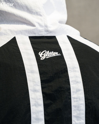 Glitter Nylon Track Suit Top & Short 【BLACK/WHITE】