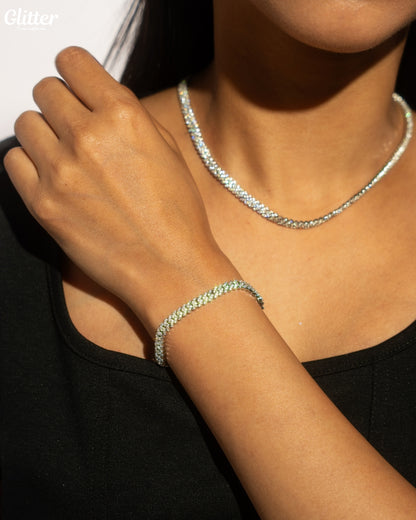 Iced Out Prong Chain 【5mm/SILVER】