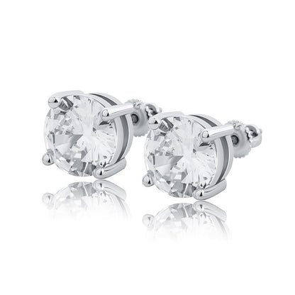 Round Cut Stud Earrings 6mm 【SILVER】