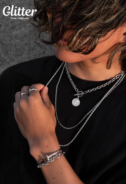 316L Coin Pendant Necklace 【SILVER】