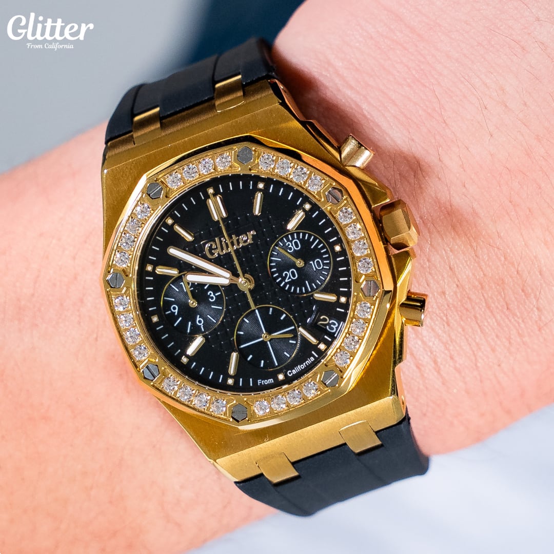 Iced Bezel California Rubber Watch 【GOLD】