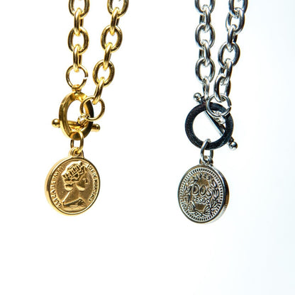 316L Coin Pendant Necklace 【GOLD】