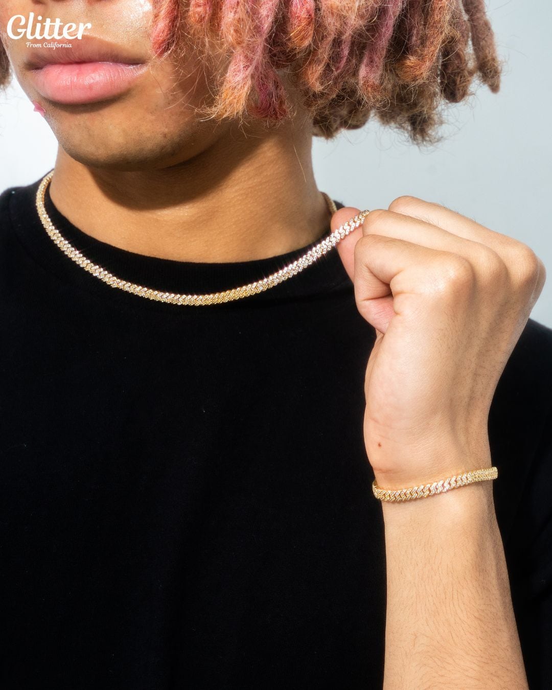 Iced Out Prong Cuban Chain Set 【5mm】