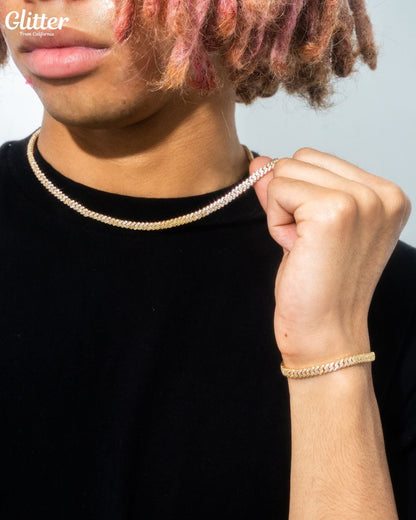 Iced Out Prong Cuban Chain Set 【5mm】