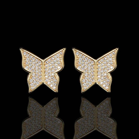 Iced Out Butterfly Earrings 【GOLD】