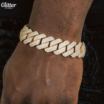 s925 Iced Out Prong Chain Bracelet 【19mm】