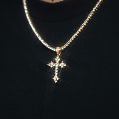 s925 Iced Out Celtic Cross Necklace