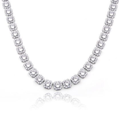 s925 Clustered Tennis Chain Necklace【10mm】